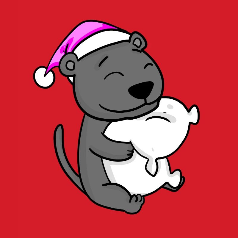 cute black panther with pillow and sleeping cap