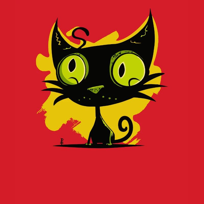 Art moderne : Chat noir et vert