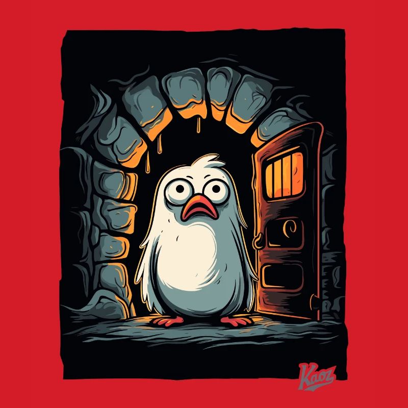 Déconcerté petit oiseau mignon dans le donjon donjon
