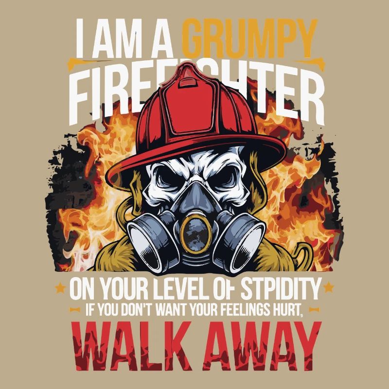 Grumpy Firefighter Skull Design