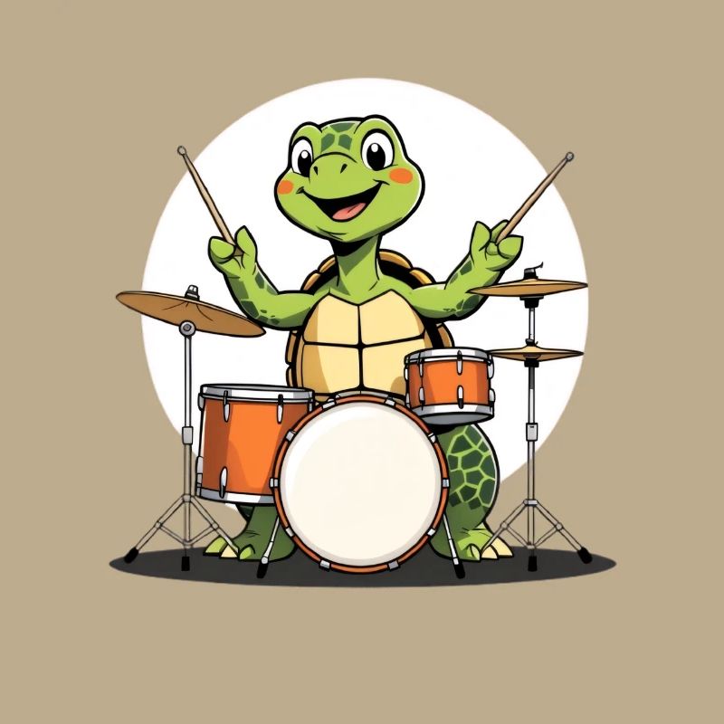 Turtle on the drum set