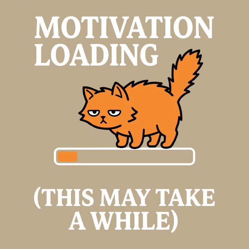 Motivation Loading Müde Katze mit Ladebalken