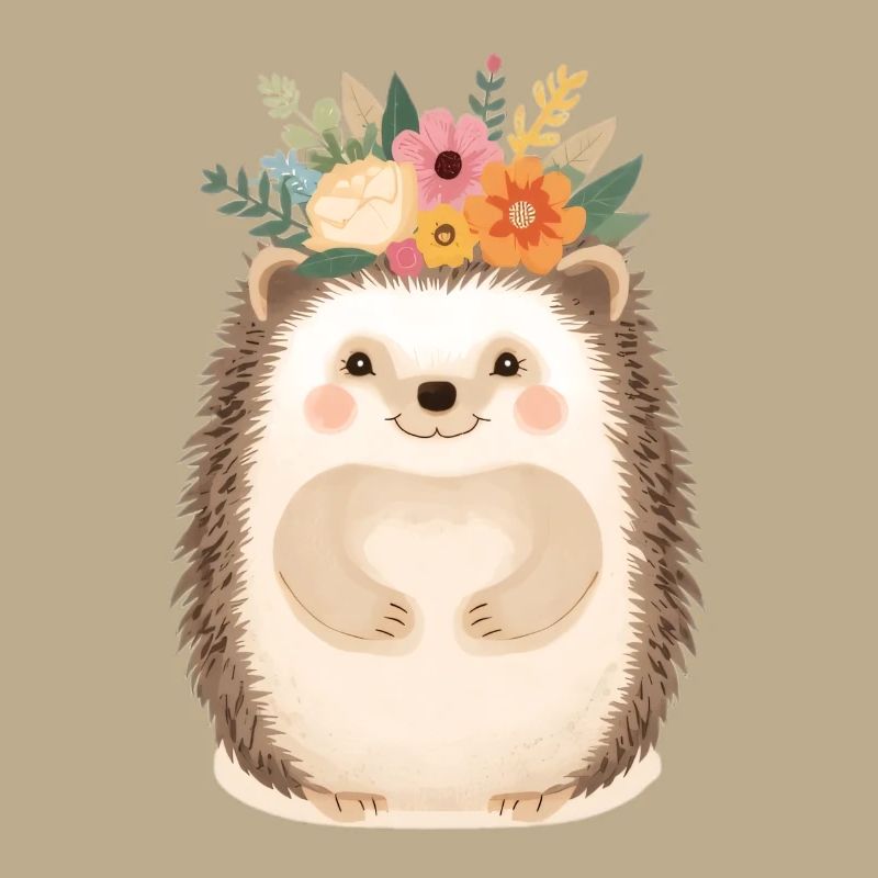 Hérisson en couronne de fleurs : doux ami de la forêt