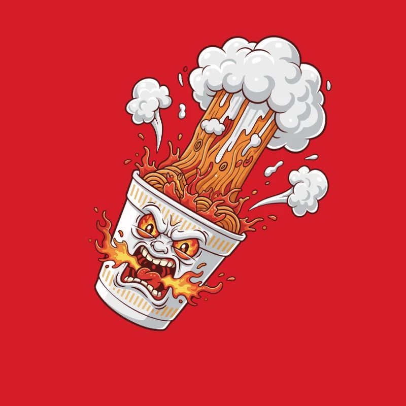 Feuer-Ramen Becher mit Gesicht
