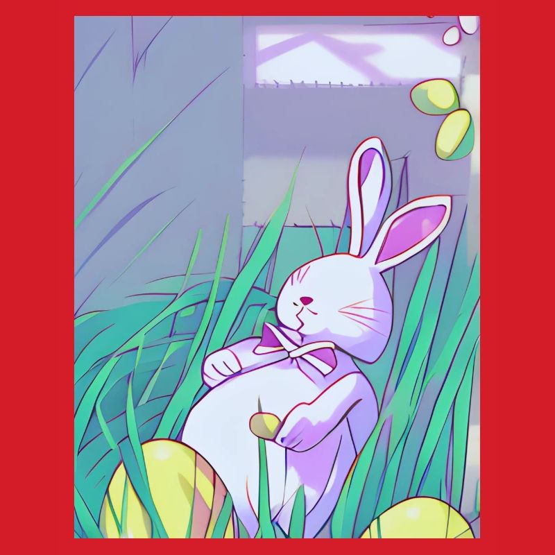Pastel Easter Bunny in Spring Grass