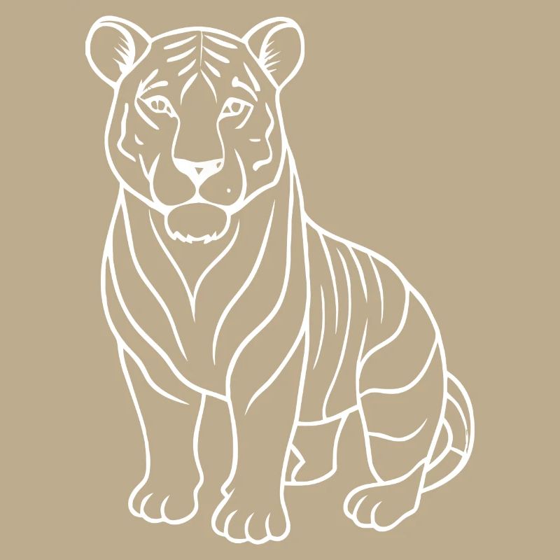 Simple Tiger - Line Drawing