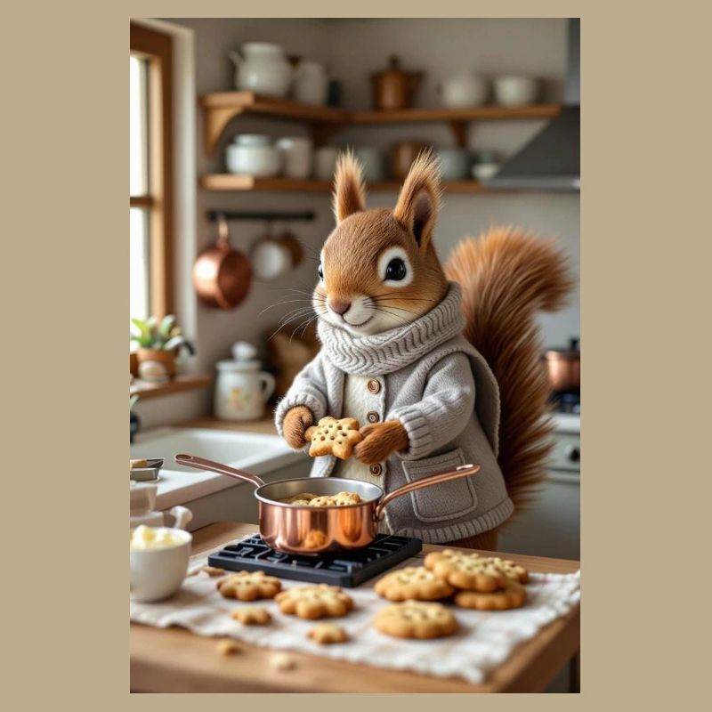 Eichhörnchen in der Winterküche gemütlich