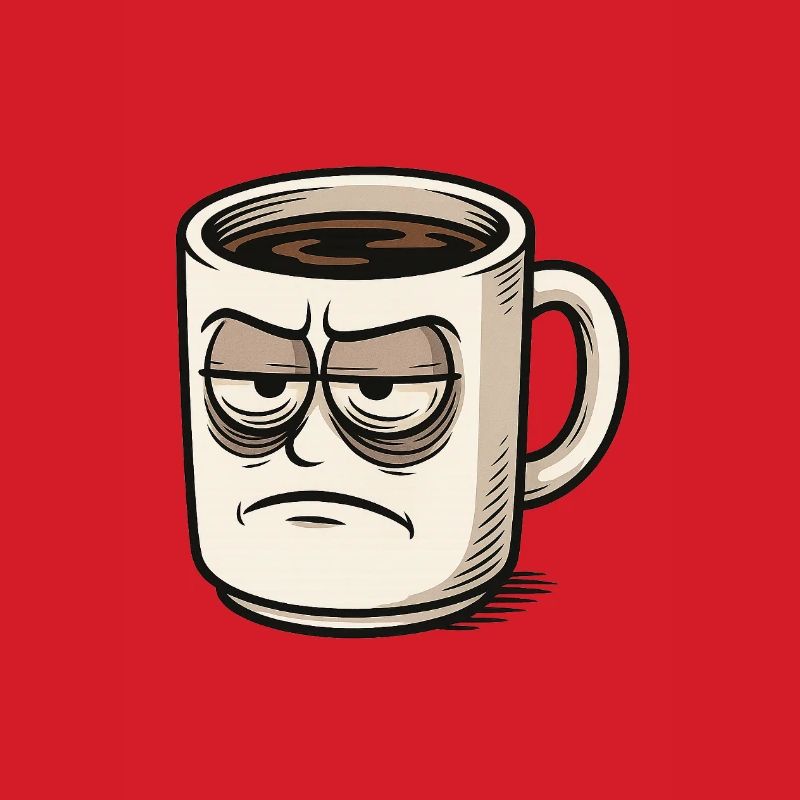 Kaffeetasse mit mürrischem Gesicht