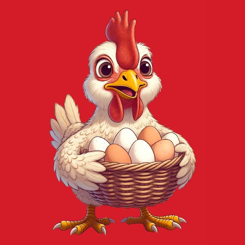 Huhn mit Eierkorb