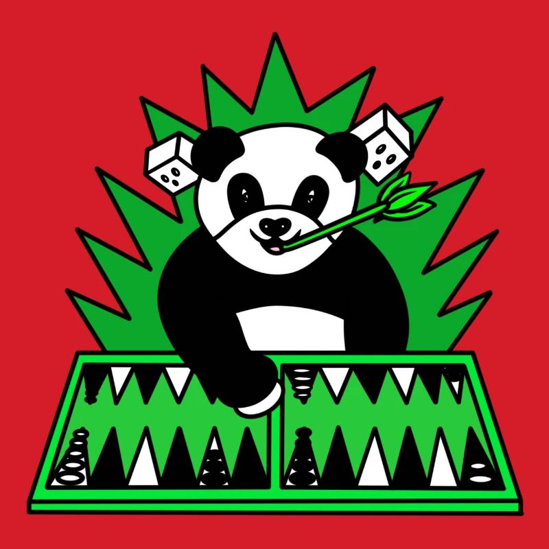 Drôle de panda jouer au backgammon