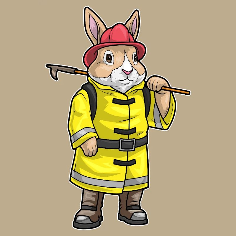 Rabbit Firefighter Tearing Hook Fire Brigade