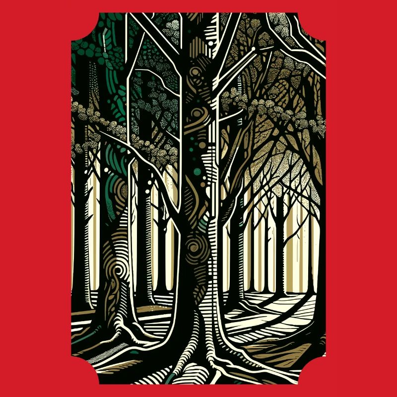 Enchanted Forest Pathway: Abstract Tree Art
