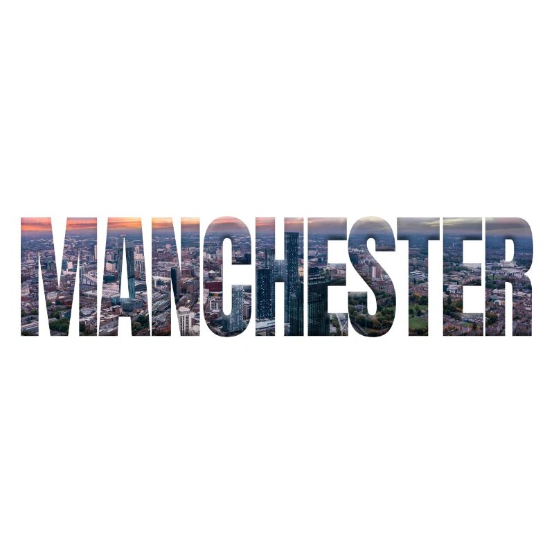 Manchester Skyline in Textfassade