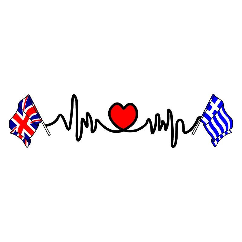 Cardio heart Drapeau Angleterre, drapeau Grèce