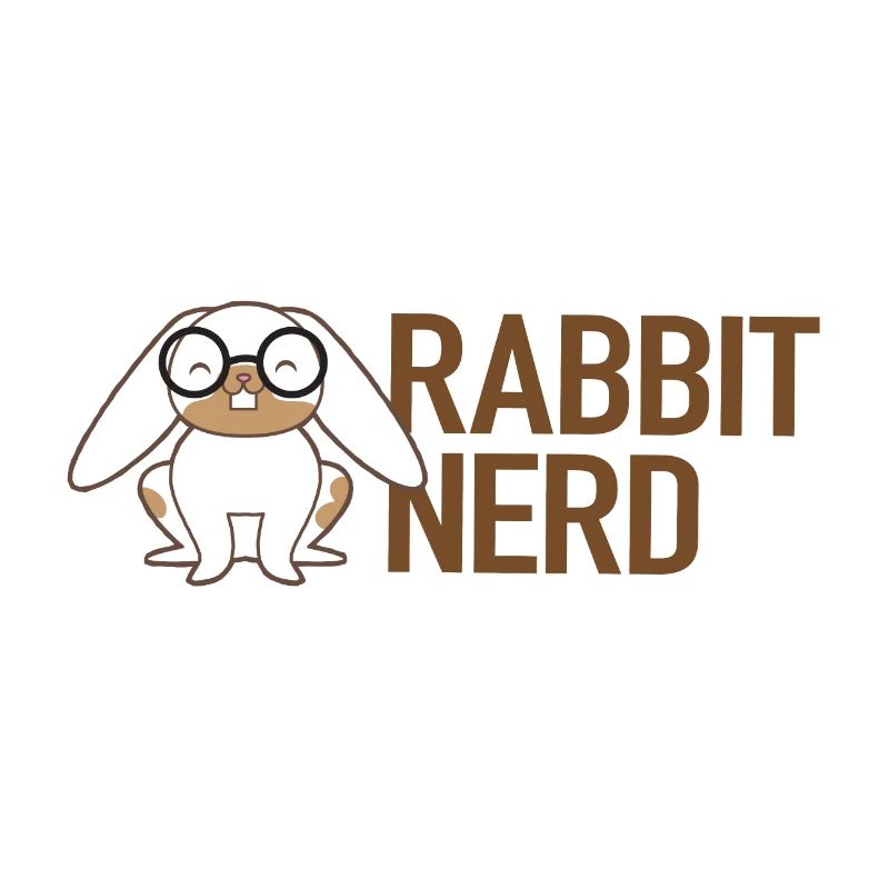 Rabbit nerd with white and brown rabbit