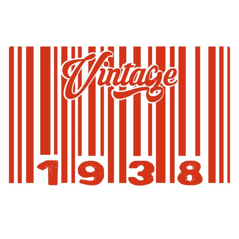 Vintage 1938 Born In 1938 87 Years Bar Code Anniversai