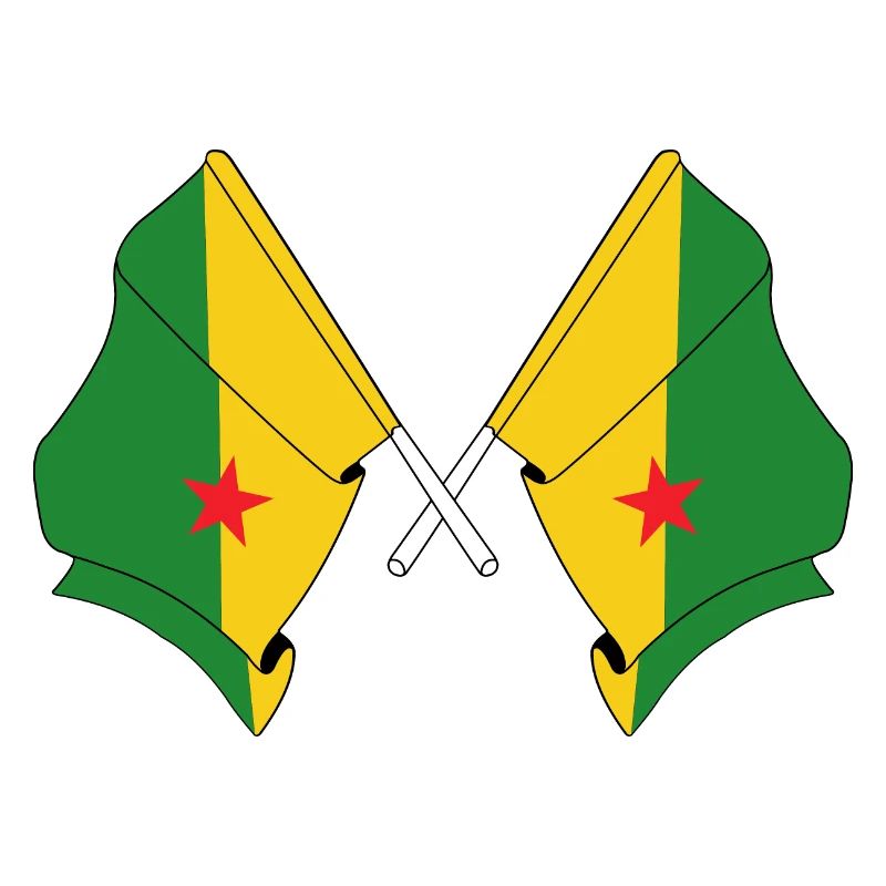 Deux drapeaux croisés de la Guyane