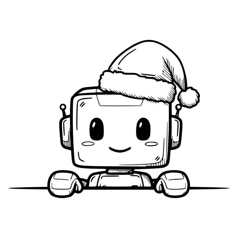 Kawaii Robot with Santa Hat – Cute Design