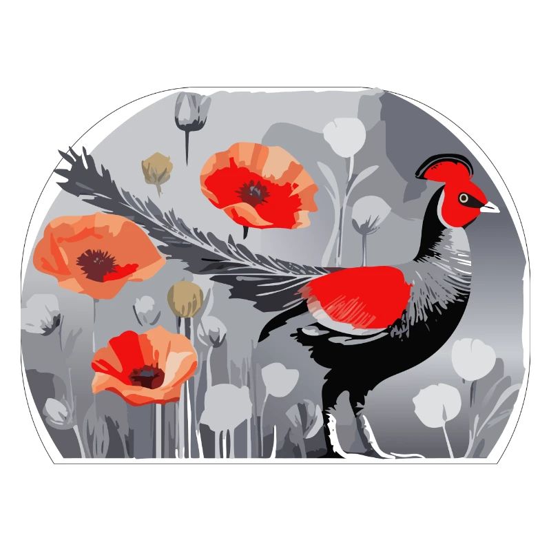Pheasant and Poppies Illustration