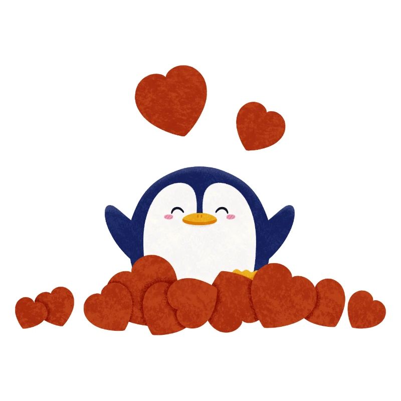 Cute penguin surrounded by heart