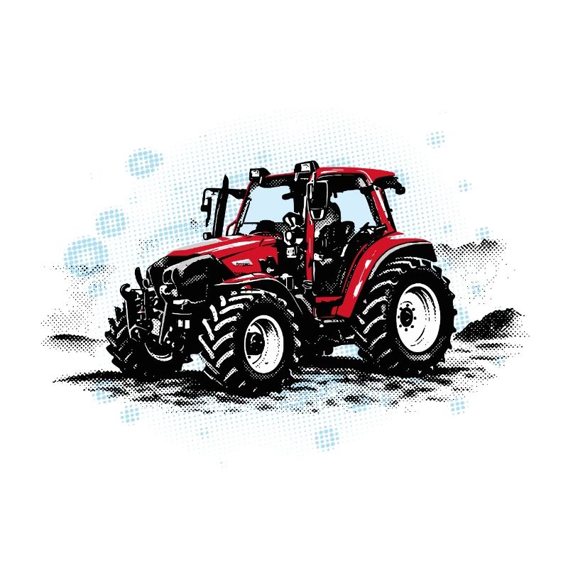 Roter Traktor – Vintage Halftone Trekker