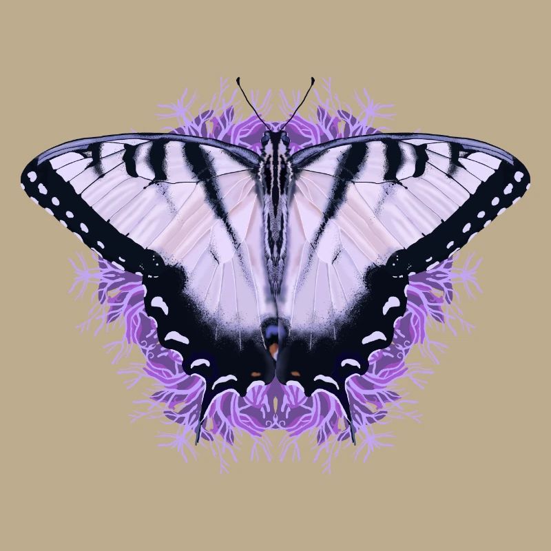 Papillon blanc à fleur pourpre