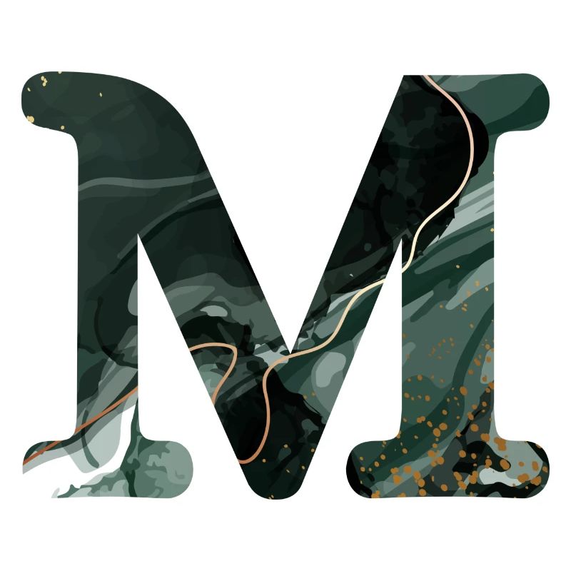 Lettre m marbré vert