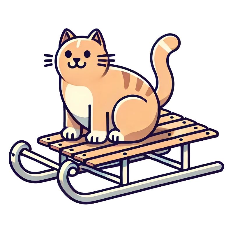 Katze auf Schlitten