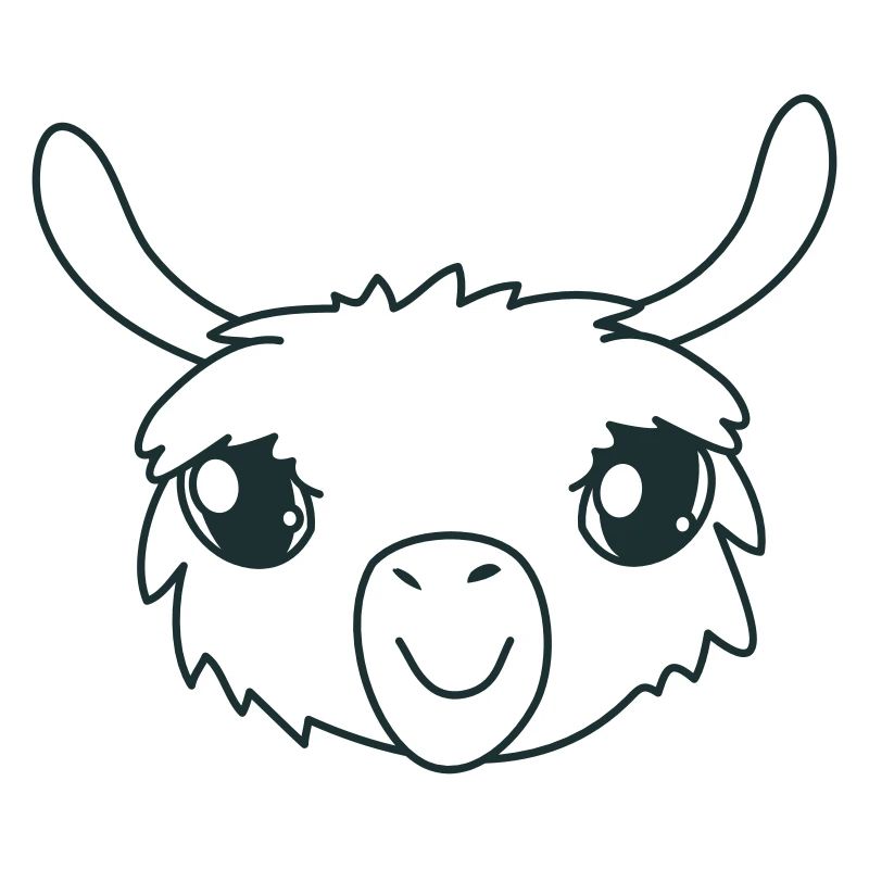 llama head with a cute little smile