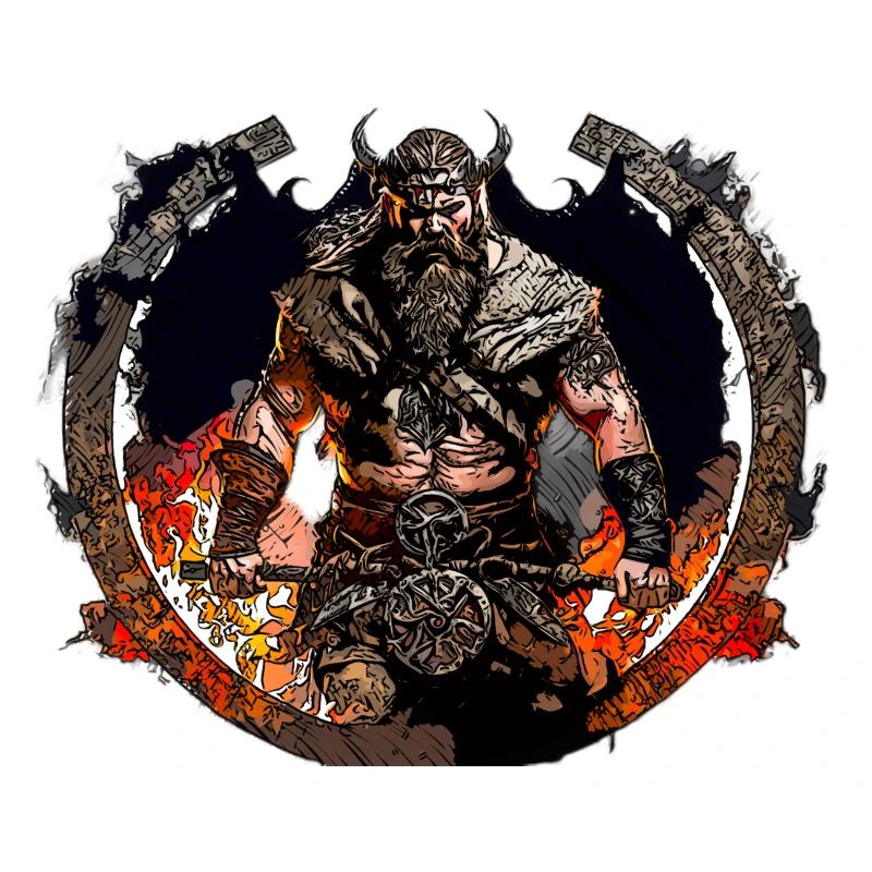 Viking Krieger im Feuerkreis