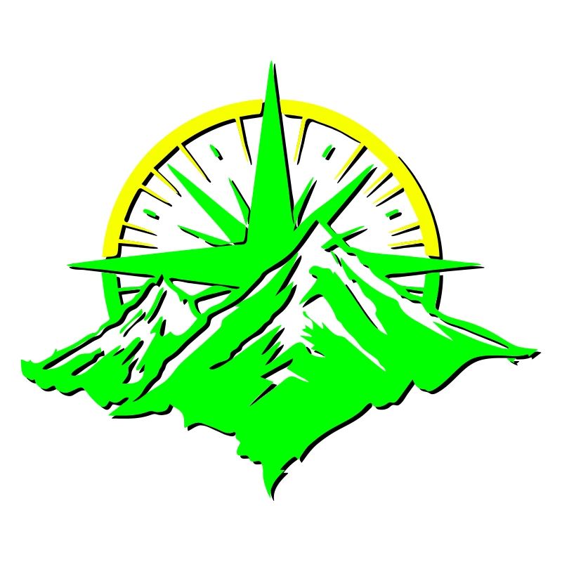 Compass With Mountain Silhouette