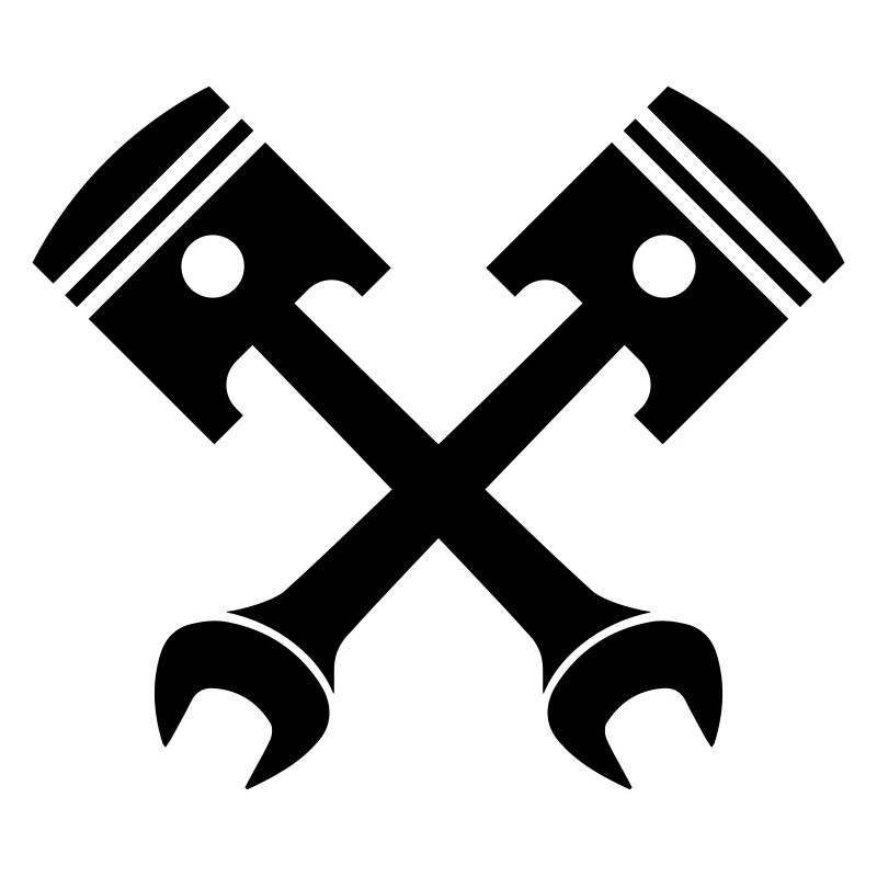 Crossed piston key emblem