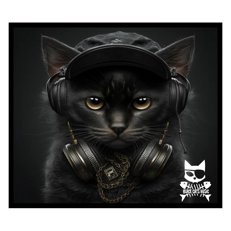 Katzen DJ mit Kopfhörern