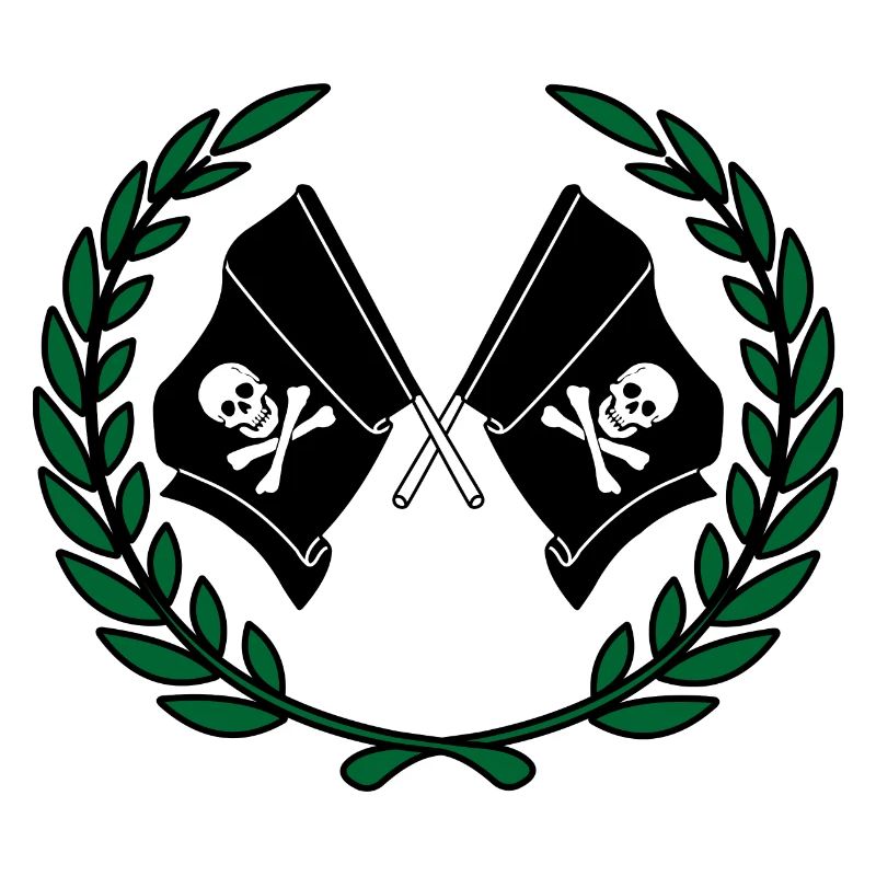 Drapeaux de pirates en couronne de laurier