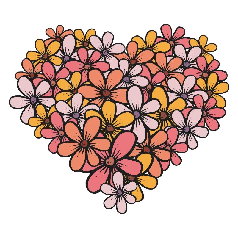 Flower Heart Floral Pattern