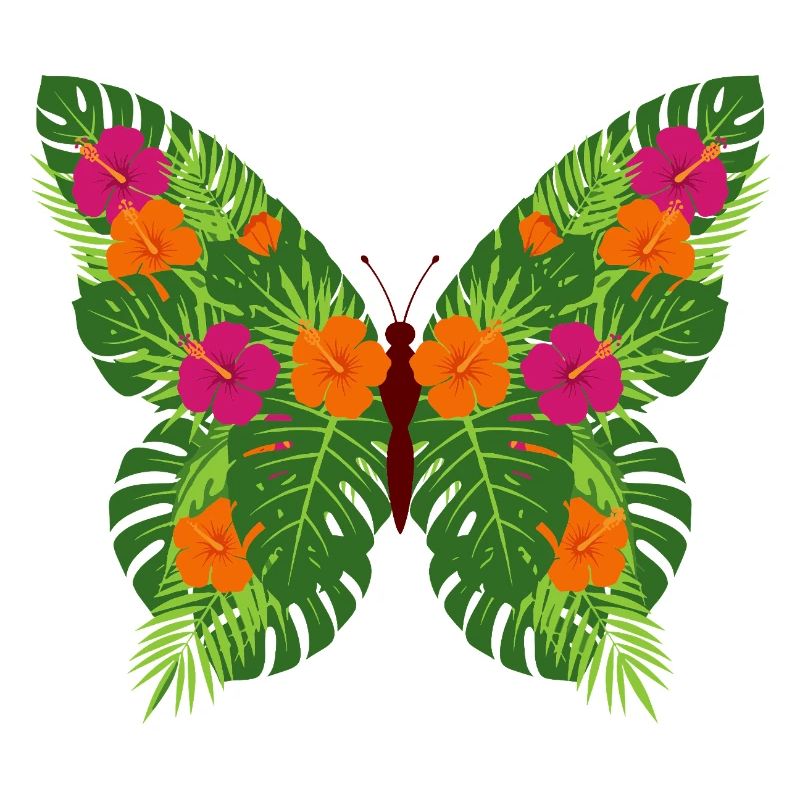Papillon tropical des feuilles