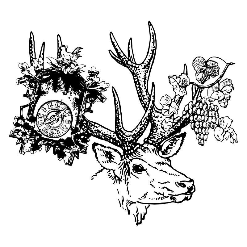 Hirsch mit Uhr und Trauben