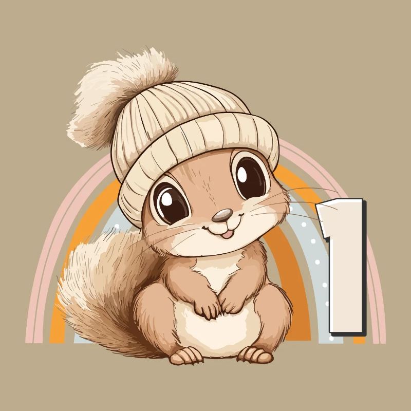 1. Geburtstag Eichhörnchen Regenbogen Süß Niedlich
