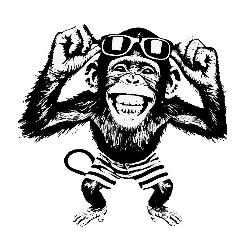 Grinning monkey with sunglasses