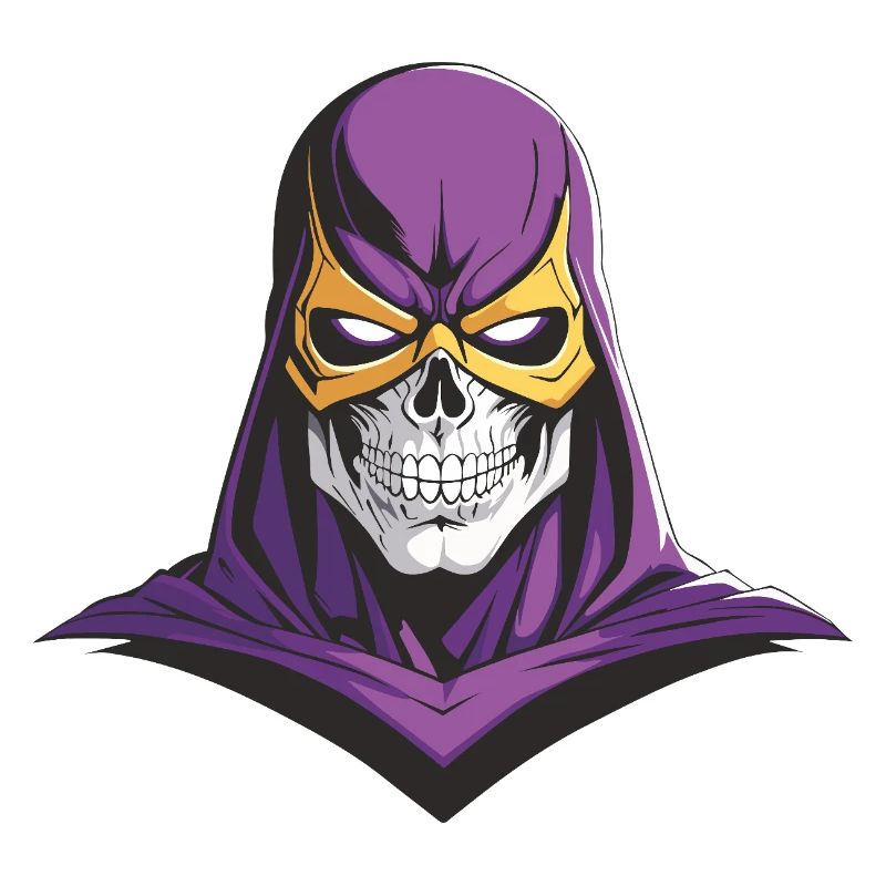 Der muskulöse Totenkopf Superheld Lila
