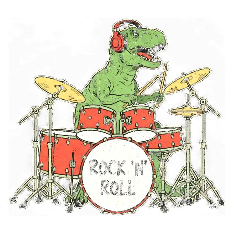 Dino Drummer RocknRoll Illustration
