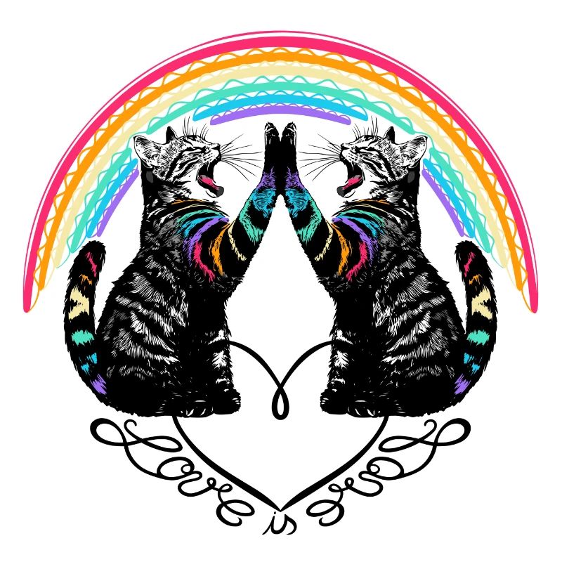 Chats Arc-en-ciel L’amour est le reflet de l’amour