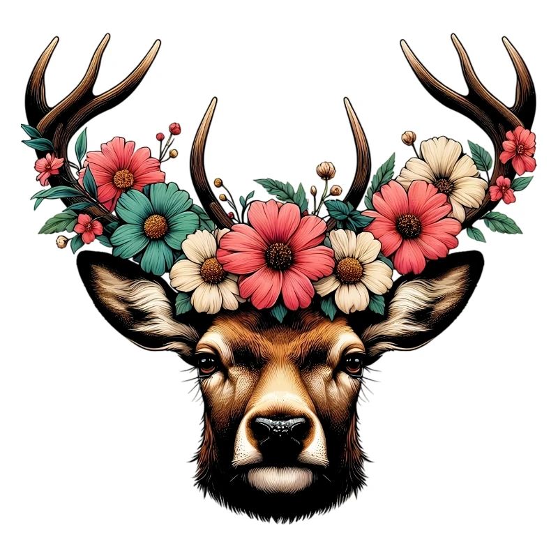 Hirsch mit Blumen