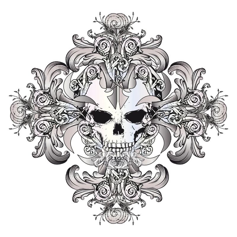 Decorated skull ornament with Gothic flair