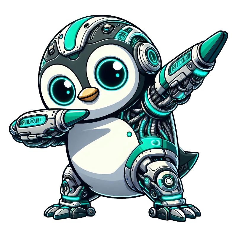 Astronaute pingouin cool avec cyborg dabbing
