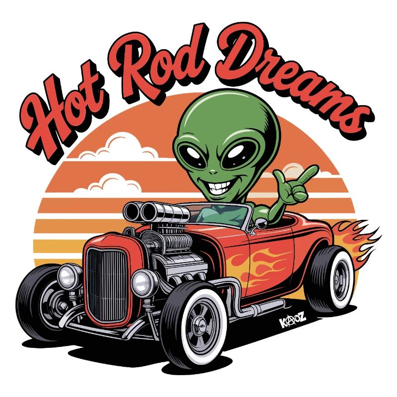 Alien Hot Rod with Sunset