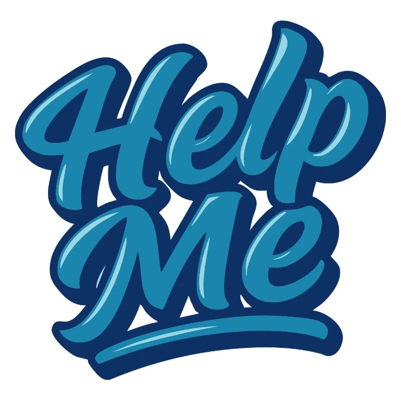 Hilfe Me Blau Script Logo