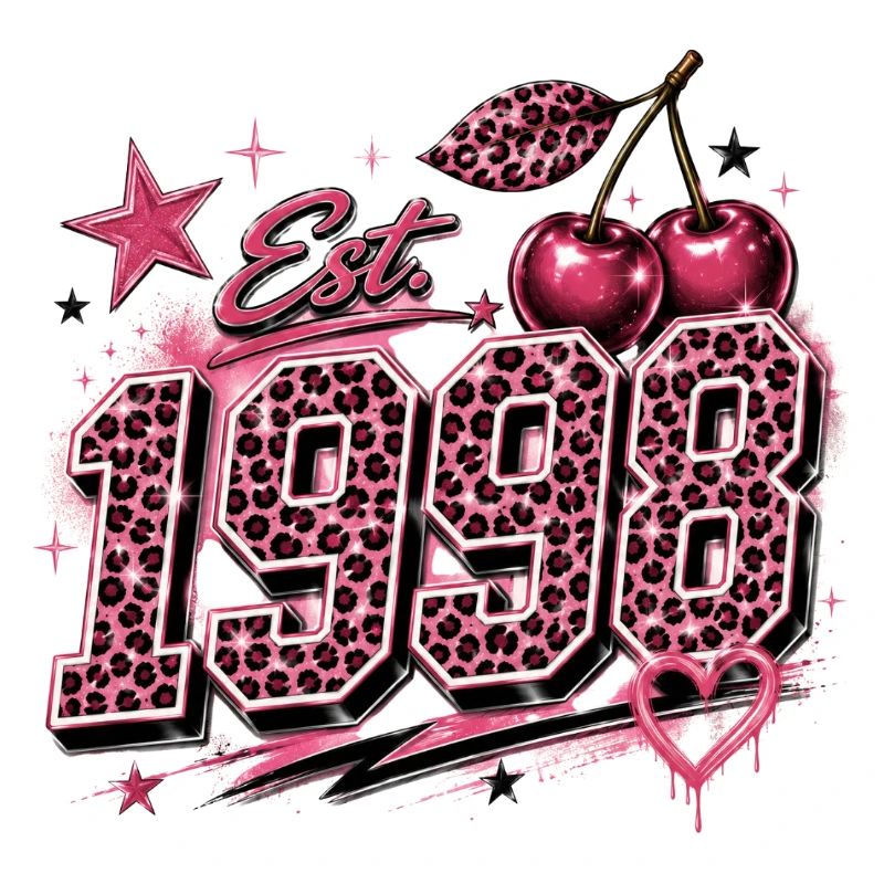 Est. 1998 Pink Leopard Birthyear