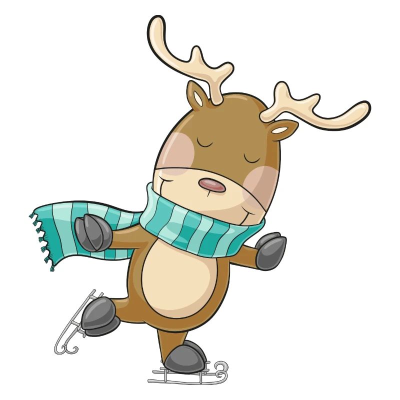Cute comic reindeer skating