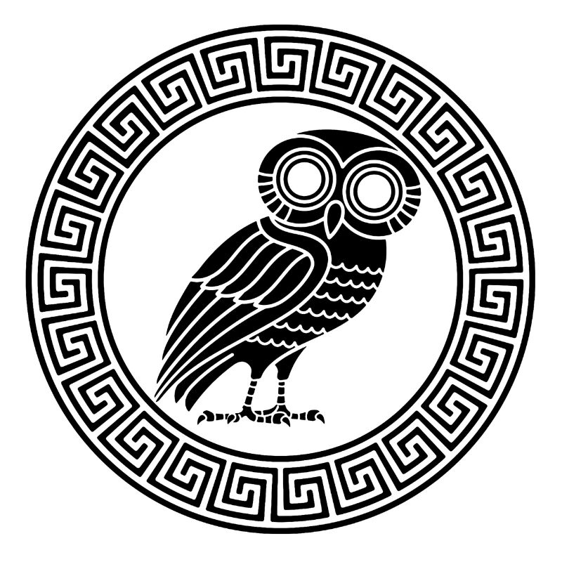 Griechisches Symbol der schwarzen Eule